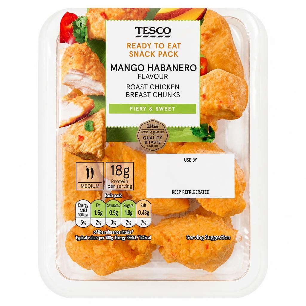 Tesco Mango Habanero Flavour Roast Chicken Breast Chunks 80g