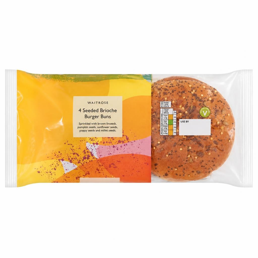 Waitrose Summer 4 Seeded Brioche Burger Buns