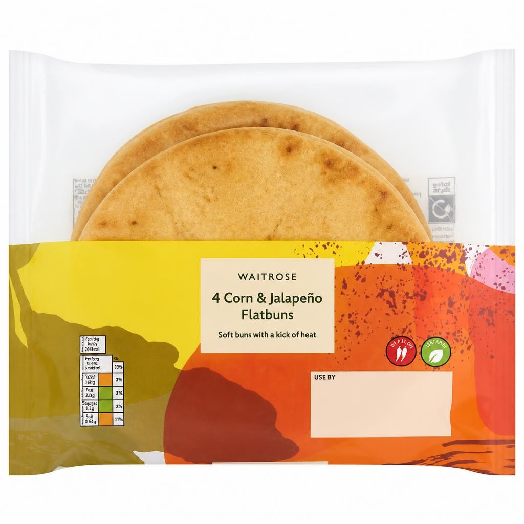 Waitrose 4 Corn & Jalapeno Flatbuns