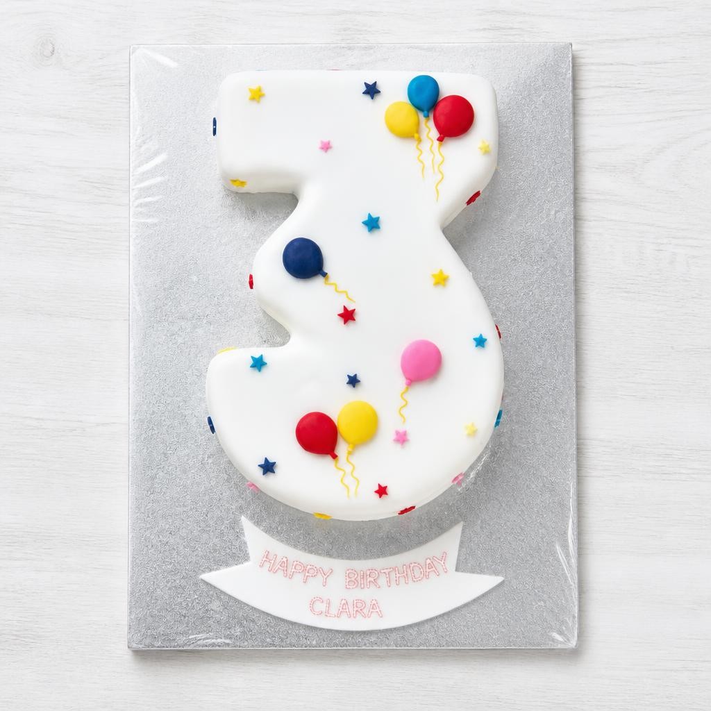 3rd Birthday Balloon & Stars Cake