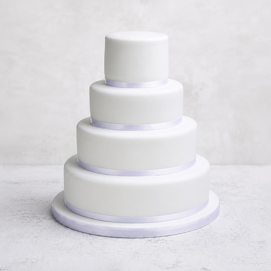Fruit, Golden & Chocolate Sponge 4-Tier Ribbon Wedding Cake