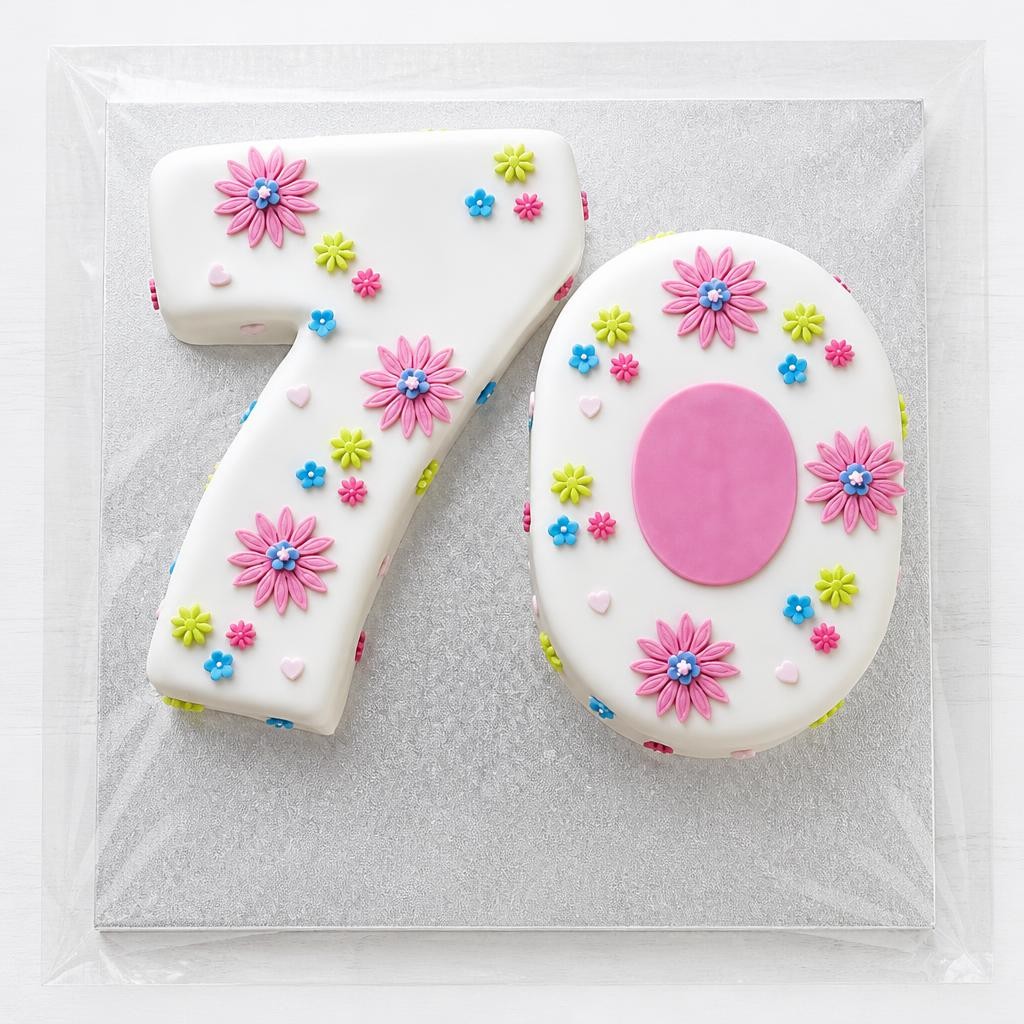 70th Birthday Flowers Cake