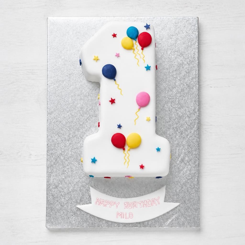 1st Birthday Balloon & Stars Cake