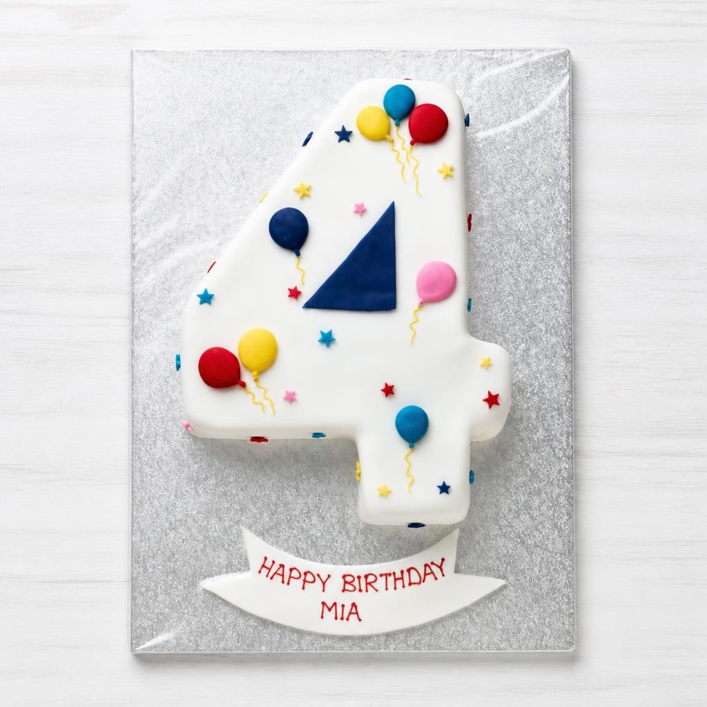 4th Birthday Balloon & Stars Cake