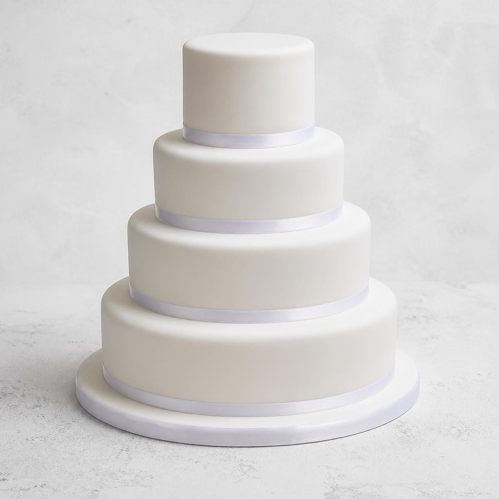 Golden Sponge Classic Ribbon Wedding Cake