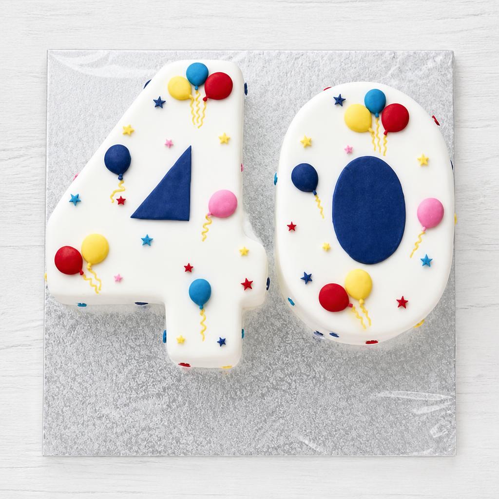 40th Birthday Balloon & Stars Cake