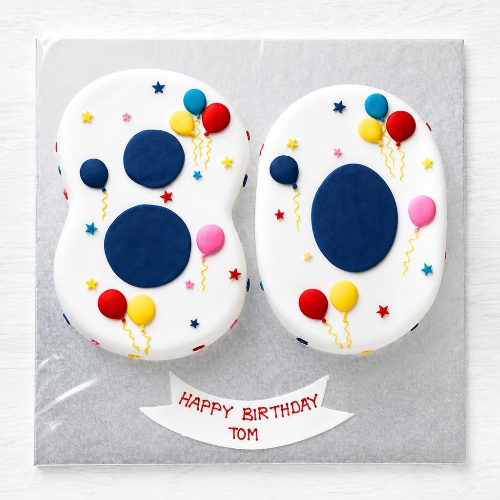 80th Birthday Balloon & Stars Cake