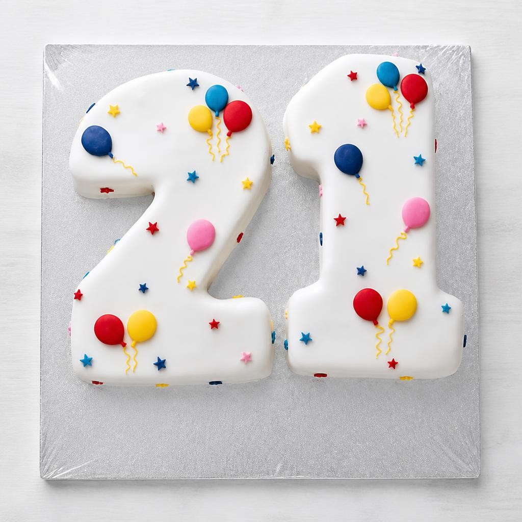 21st Birthday Balloon & Stars Cake