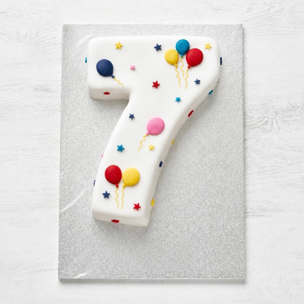 7th Birthday Balloon & Stars Cake