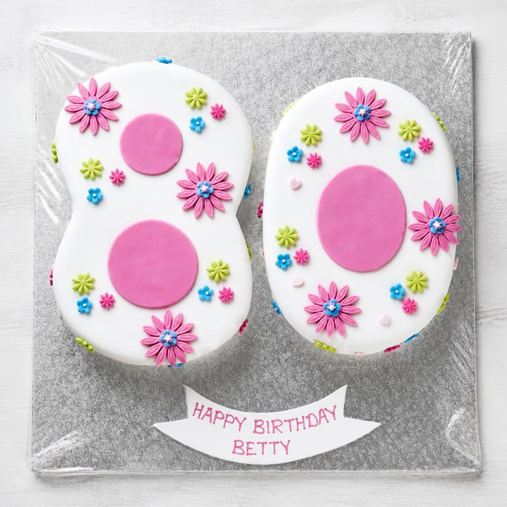 80th Birthday Flowers Cake
