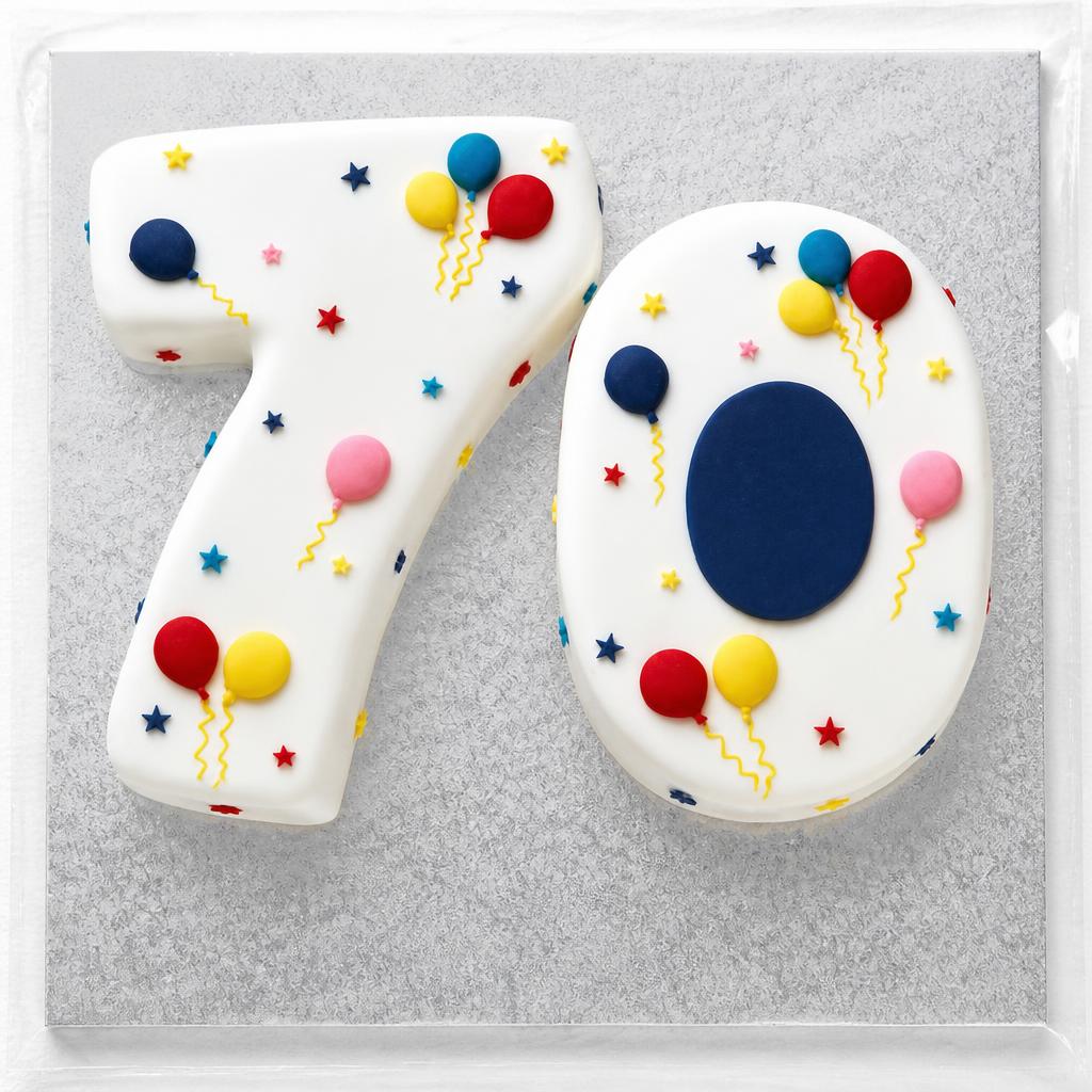 70th Birthday Balloon & Stars Cake