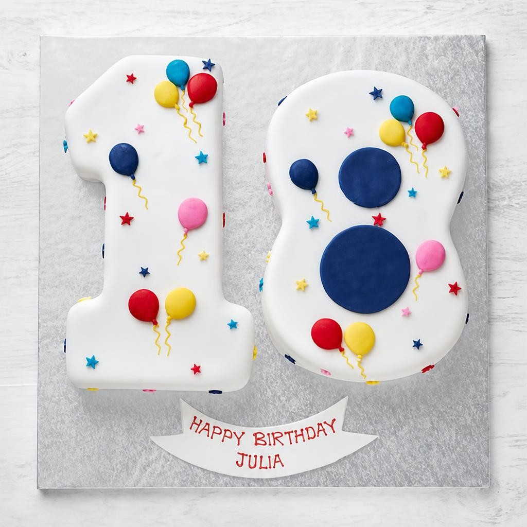 18th Birthday Balloon & Stars Cake