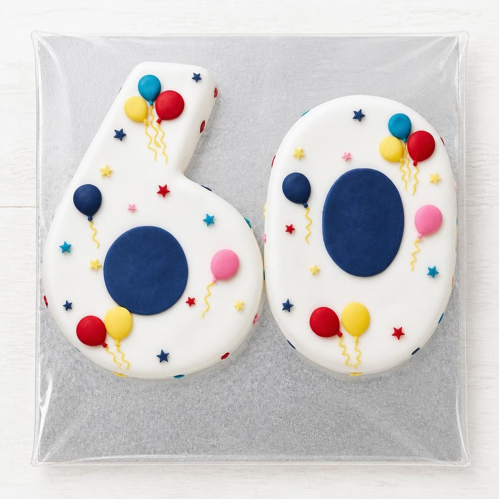 60th Birthday Balloon & Stars Cake