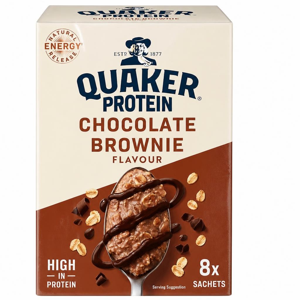 Quaker Oats High Protein Chocolate Brownie Porridge Sachets 8x44g