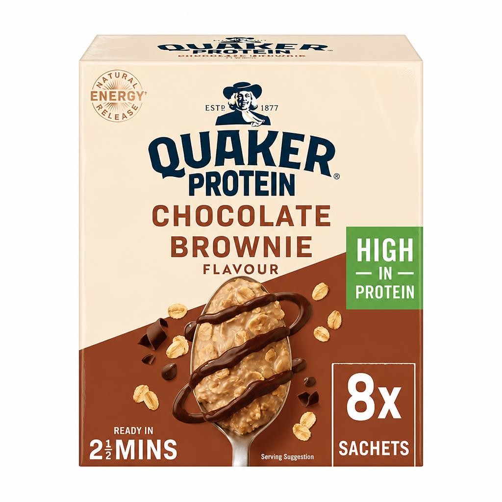 Quaker Oats High Protein Chocolate Brownie Porridge Sachets 8x44g