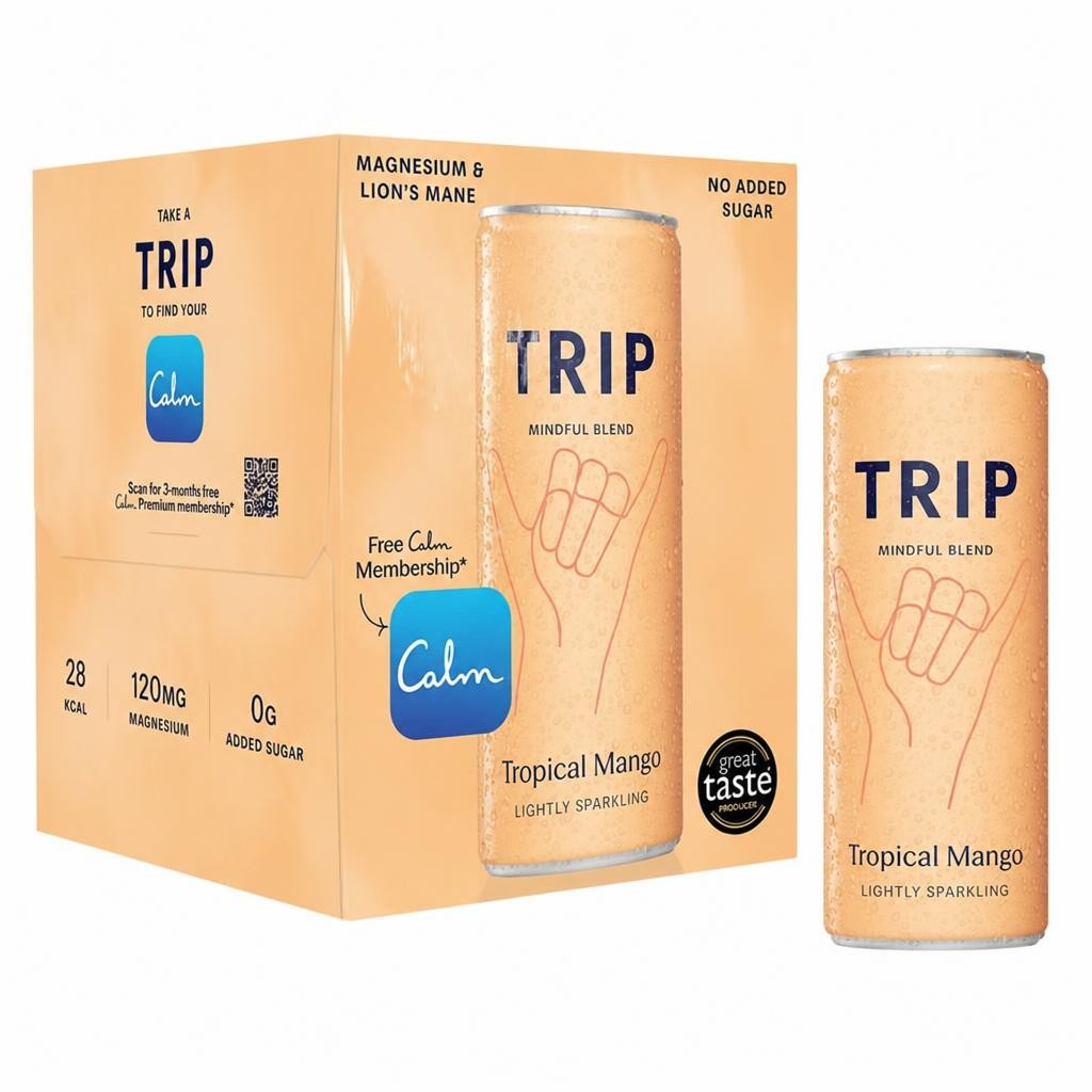 Trip 4 x 250ml Tropical Mango Lightly Sparkling Mindful Blend Drink