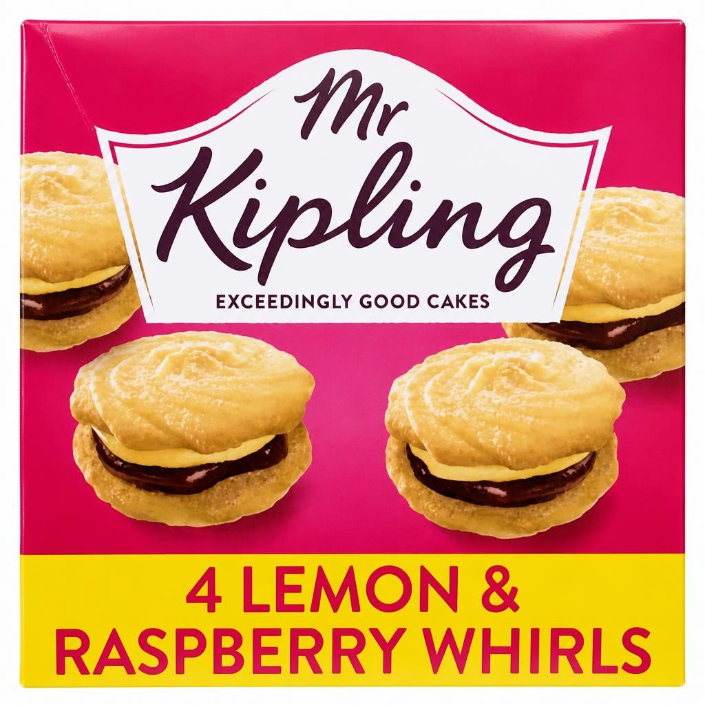 Mr Kipling Lemon & Raspberry Whirls Cakes 4 Pack