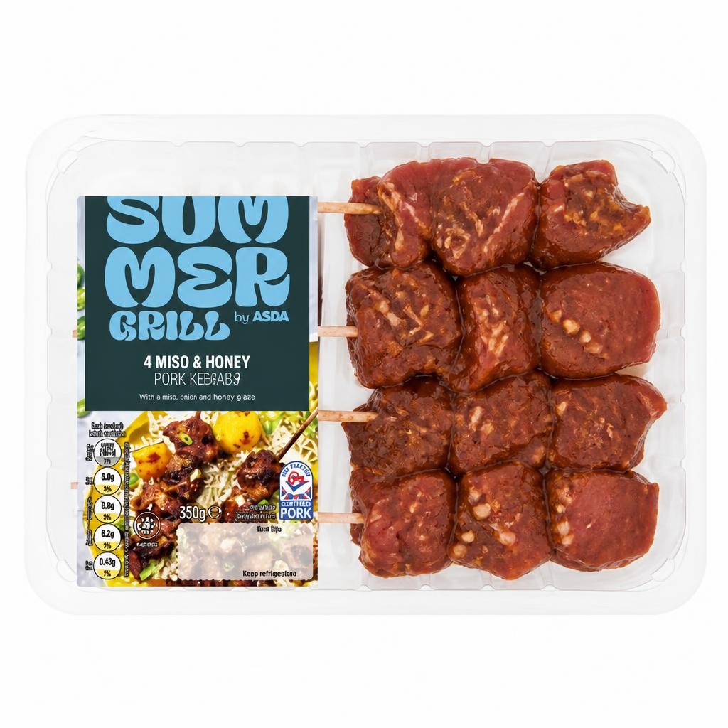 Summer Grill by ASDA 4 Miso & Honey Pork Kebabs 350g