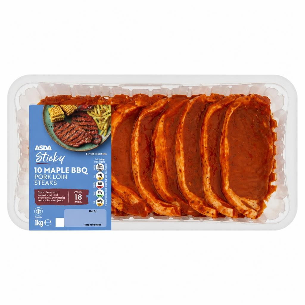 ASDA 10 Sticky Maple BBQ Pork Loin Steaks 1kg