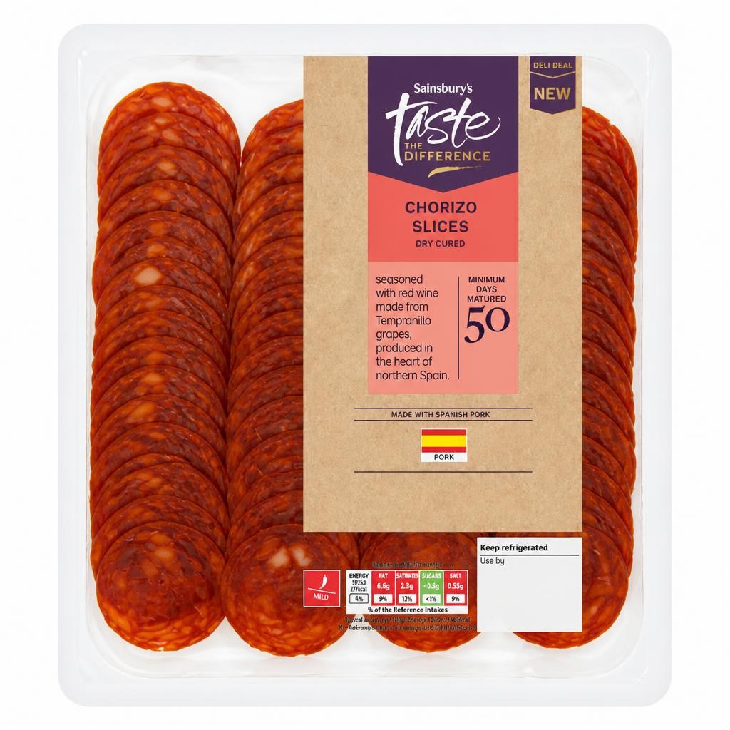 Sainsbury's Taste the Difference Chorizo Slices Dry Cured 100g