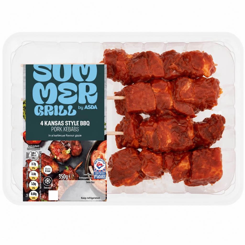Summer Grill by ASDA 4 Kansas Style BBQ Pork Kebabs 350g