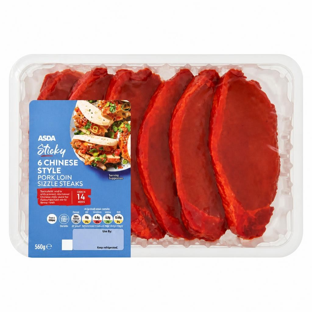 ASDA Sticky 6 Chinese Style Pork Loin Sizzle Steaks 660g
