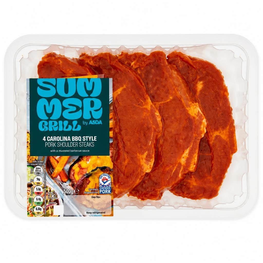 Summer Grill by ASDA 4 Carolina BBQ Style Pork Shoulder Steaks 540g