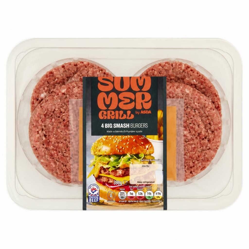 Summer Grill by ASDA 4 Big Smash Burgers 390g