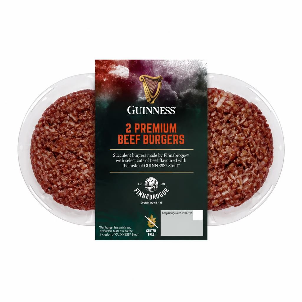 Finnebrogue Guinness 2 Premium Beef Burgers 340g