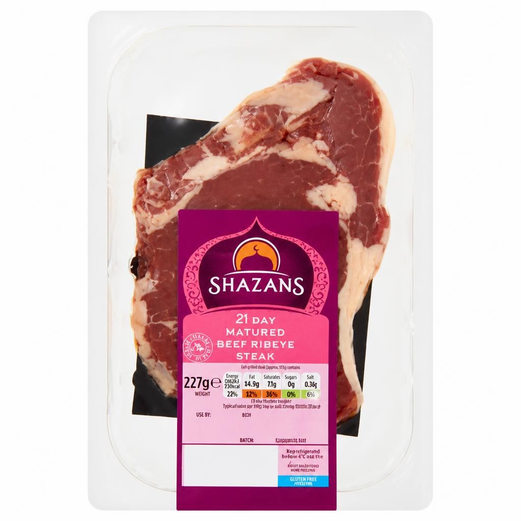 Shazans 21 Day Matured Beef Ribeye Steak 227g
