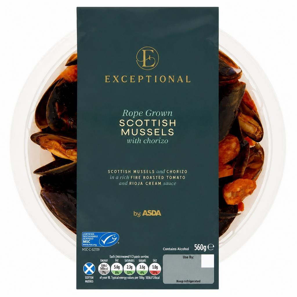 Exceptional by ASDA Rope Grown Scottish Mussels with Chorizo 560g