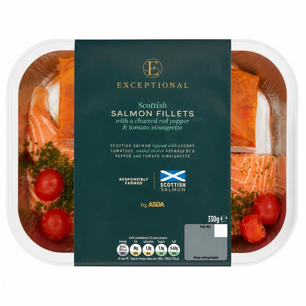 Exceptional by ASDA Scottish Salmon Fillets with a Charred Red Pepper & Tomato Vinaigrette 330g