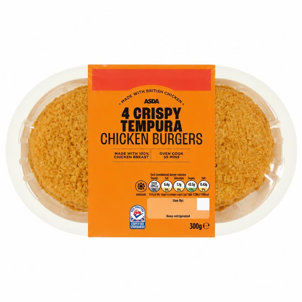 Summer Grill by ASDA 4 Crispy Tempura Chicken Burgers 300g