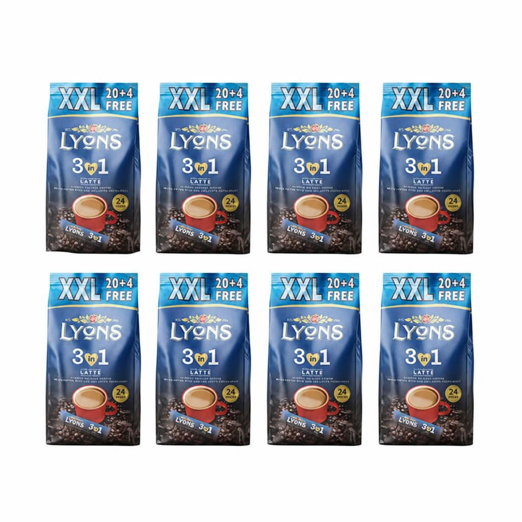 Lyons 3in1 Latte Classic Instant Coffee Sachets 24 Pack | Blue | 8 - Blue | Latte Classic | 8