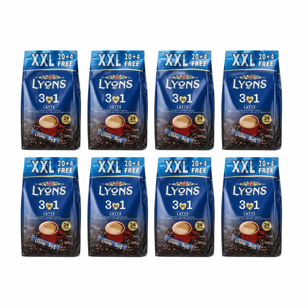 Lyons 3in1 Latte Classic Instant Coffee Sachets 24 Pack | Blue | 8 - Blue | Latte Classic | 8
