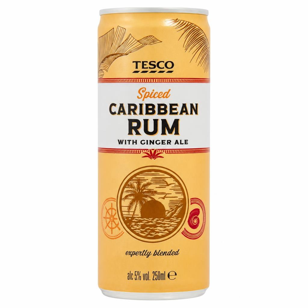Tesco Spiced Caribbean Rum and Ginger Ale 250ml