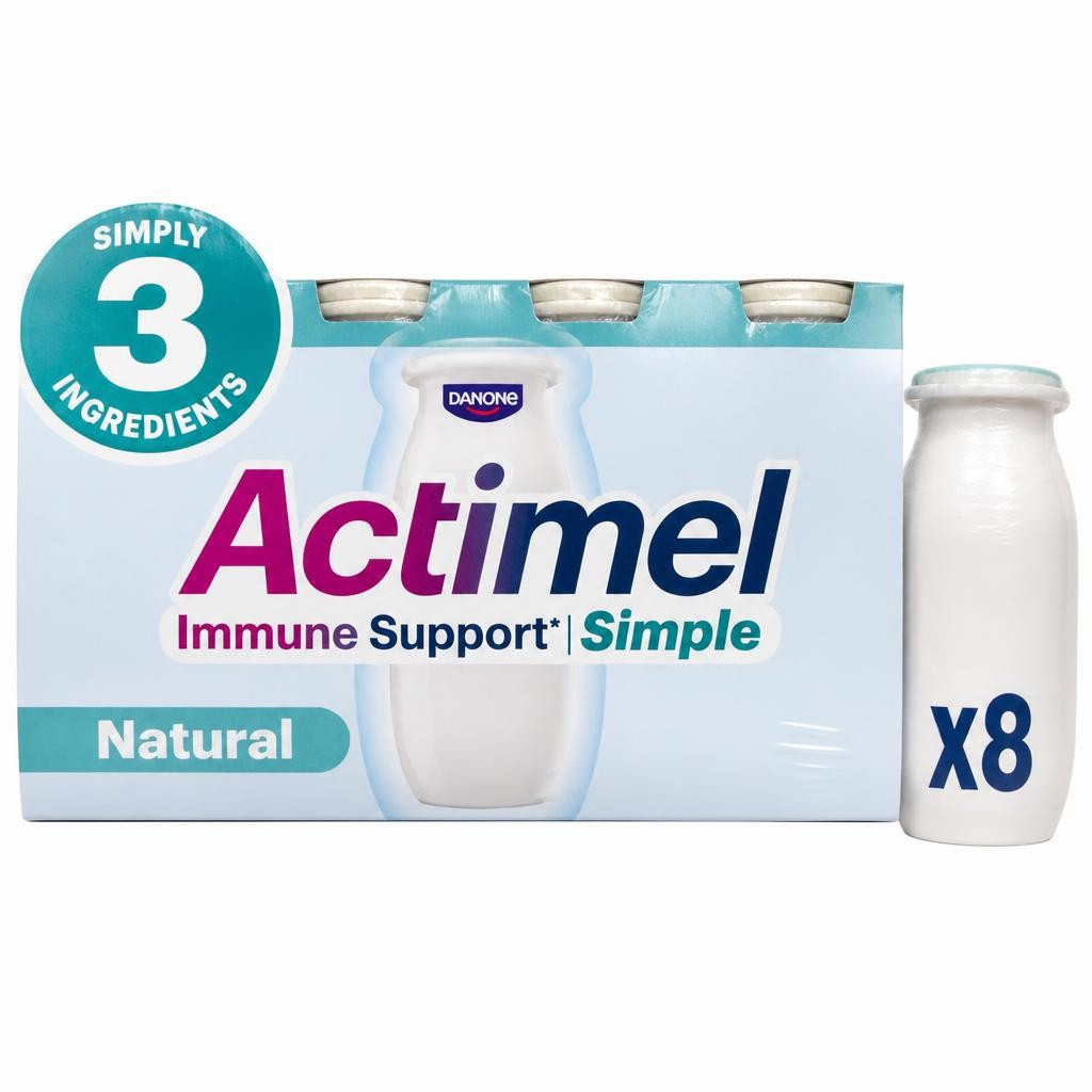 Actimel Simple Immune Support Natural Yoghurt Drink, 8x100g