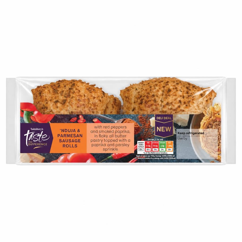 Sainsbury's 270g 'Nduja & Parmesan Sausage Rolls, Taste the Difference