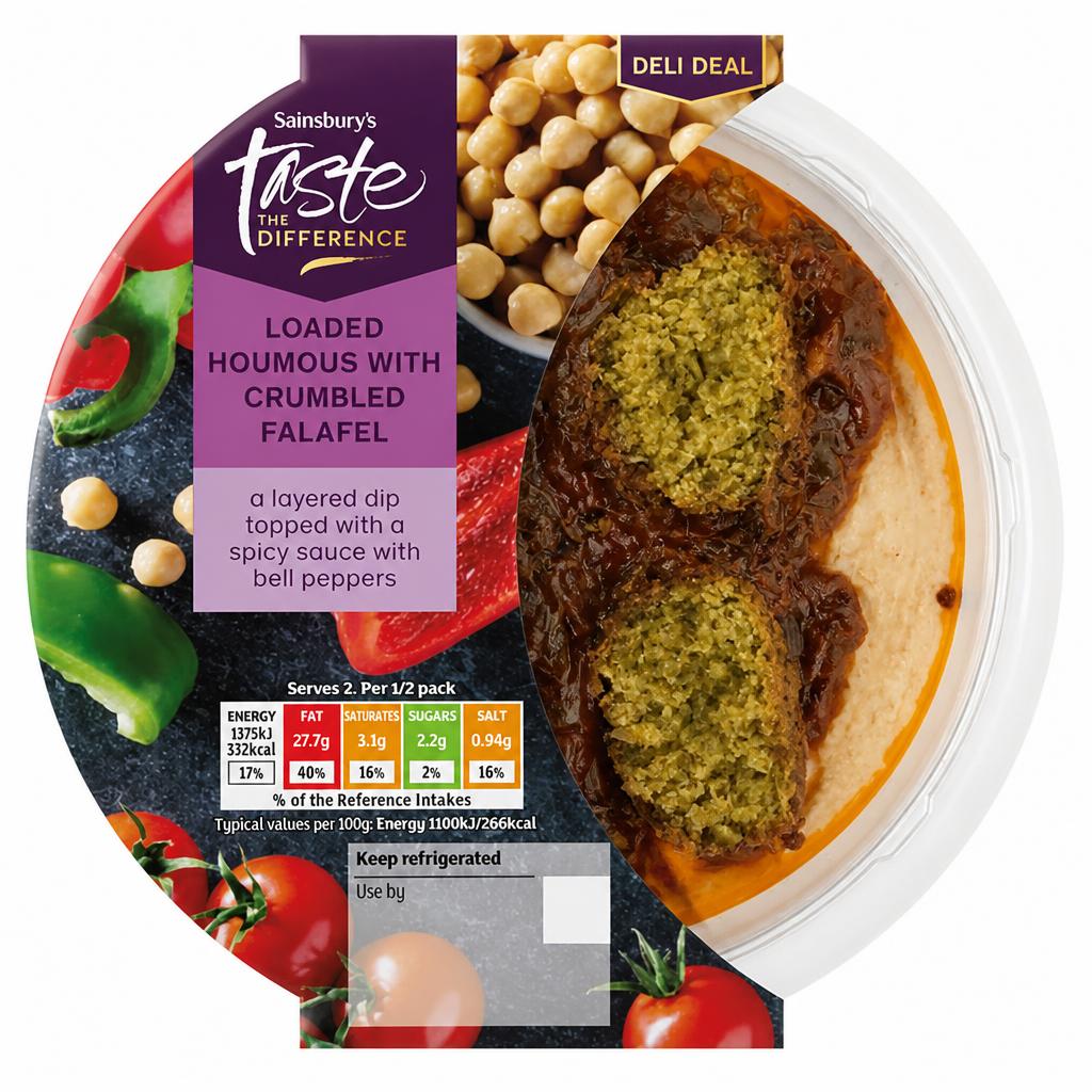 Sainsbury's 250g Crumbled Falafel Loaded Houmous, Taste the Difference