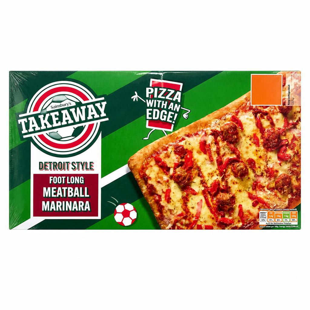Sainsbury's Takeaway 520g Detroit Style Foot Long Meatball Marinara Pizza