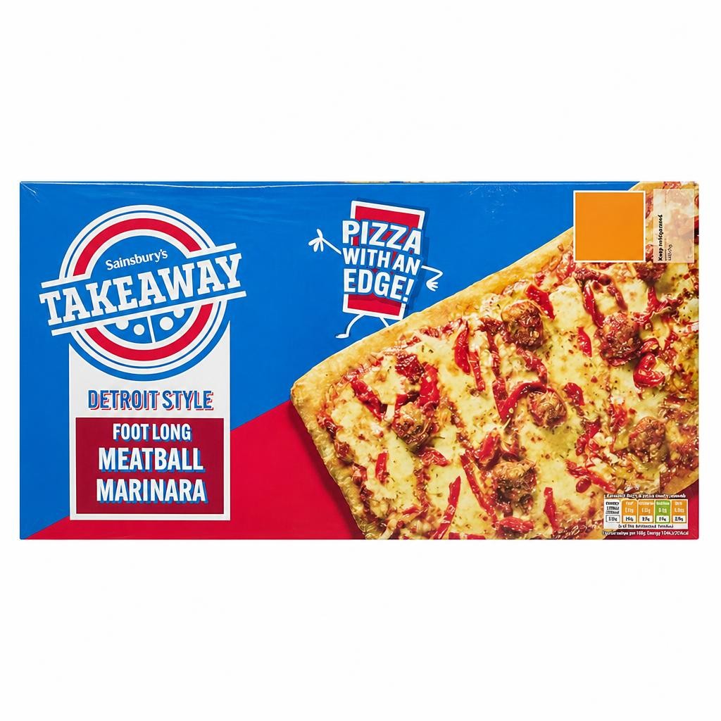 Sainsbury's Takeaway 520g Detroit Style Foot Long Meatball Marinara Pizza