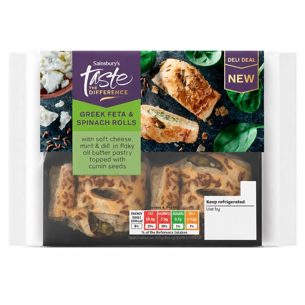 Sainsbury's 188g Greek Feta & Spinach Rolls, Taste the Difference