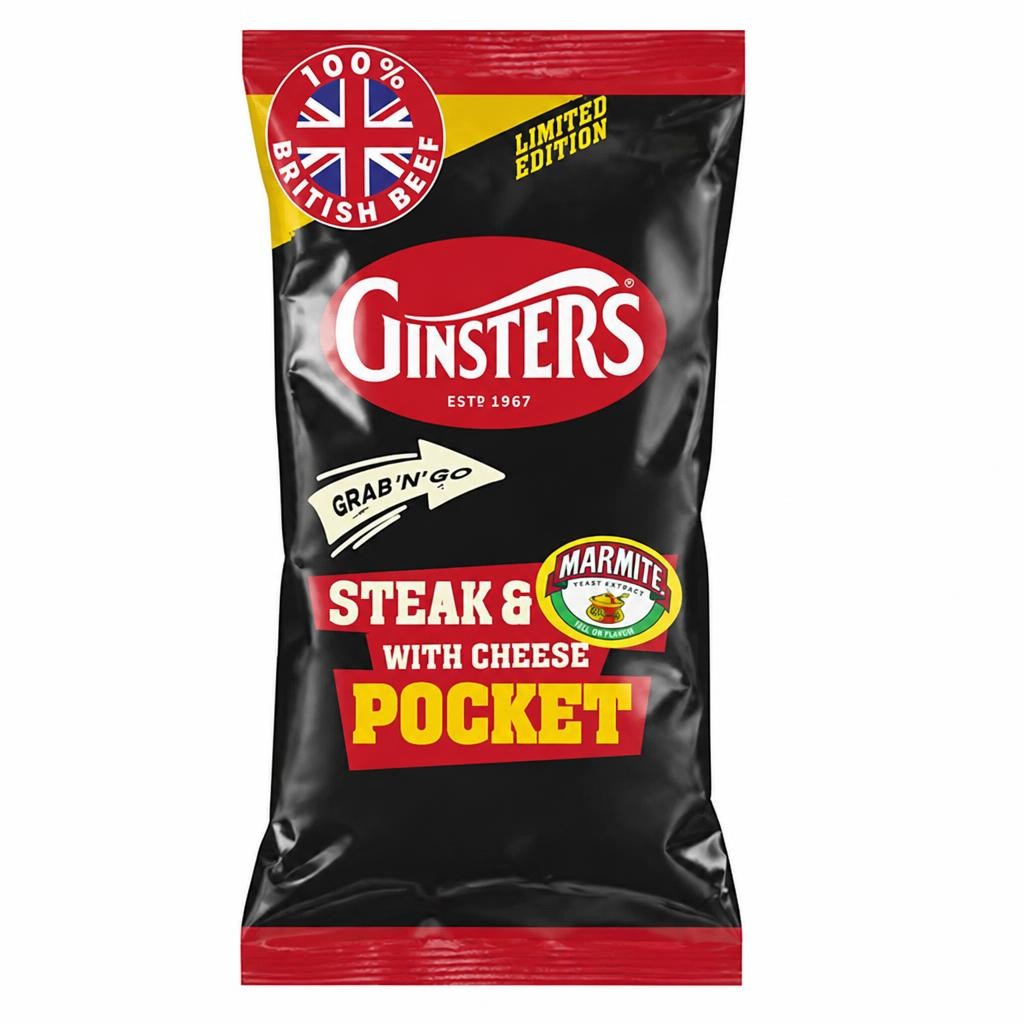 Ginsters 100g Steak & Marmite with Cheese Pocket, Limited Edition