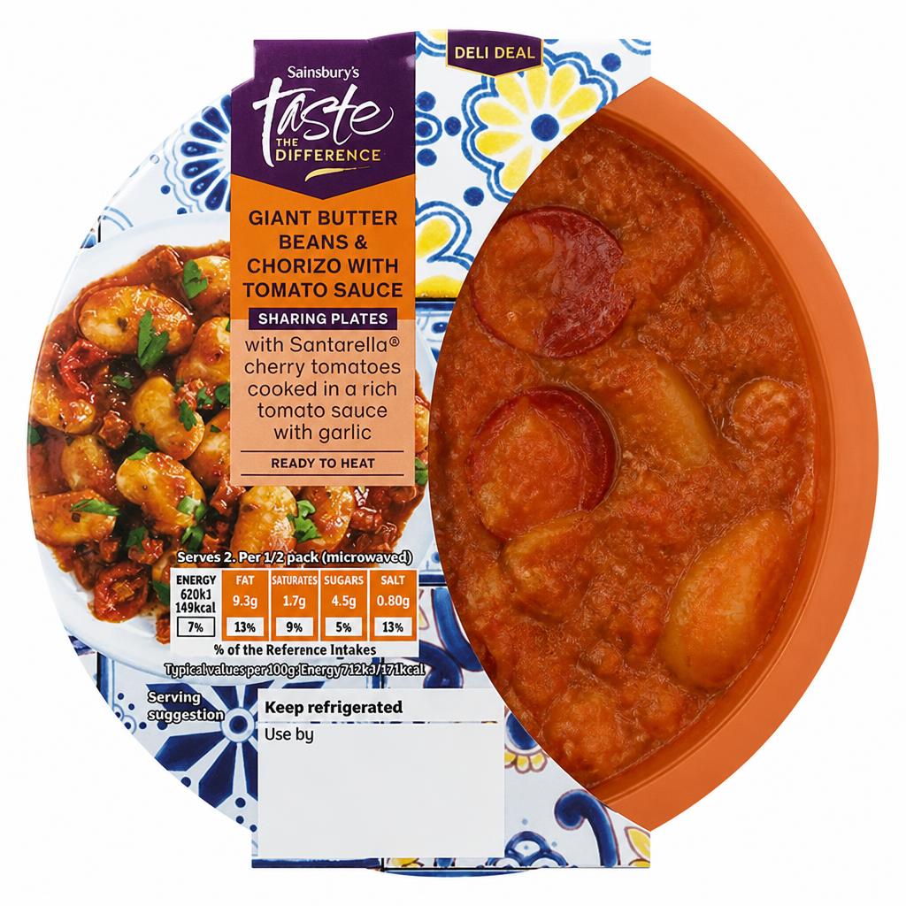 Sainsbury's 180g Giant Butter Beans & Chorizo with Tomato Sauce, Taste the Difference