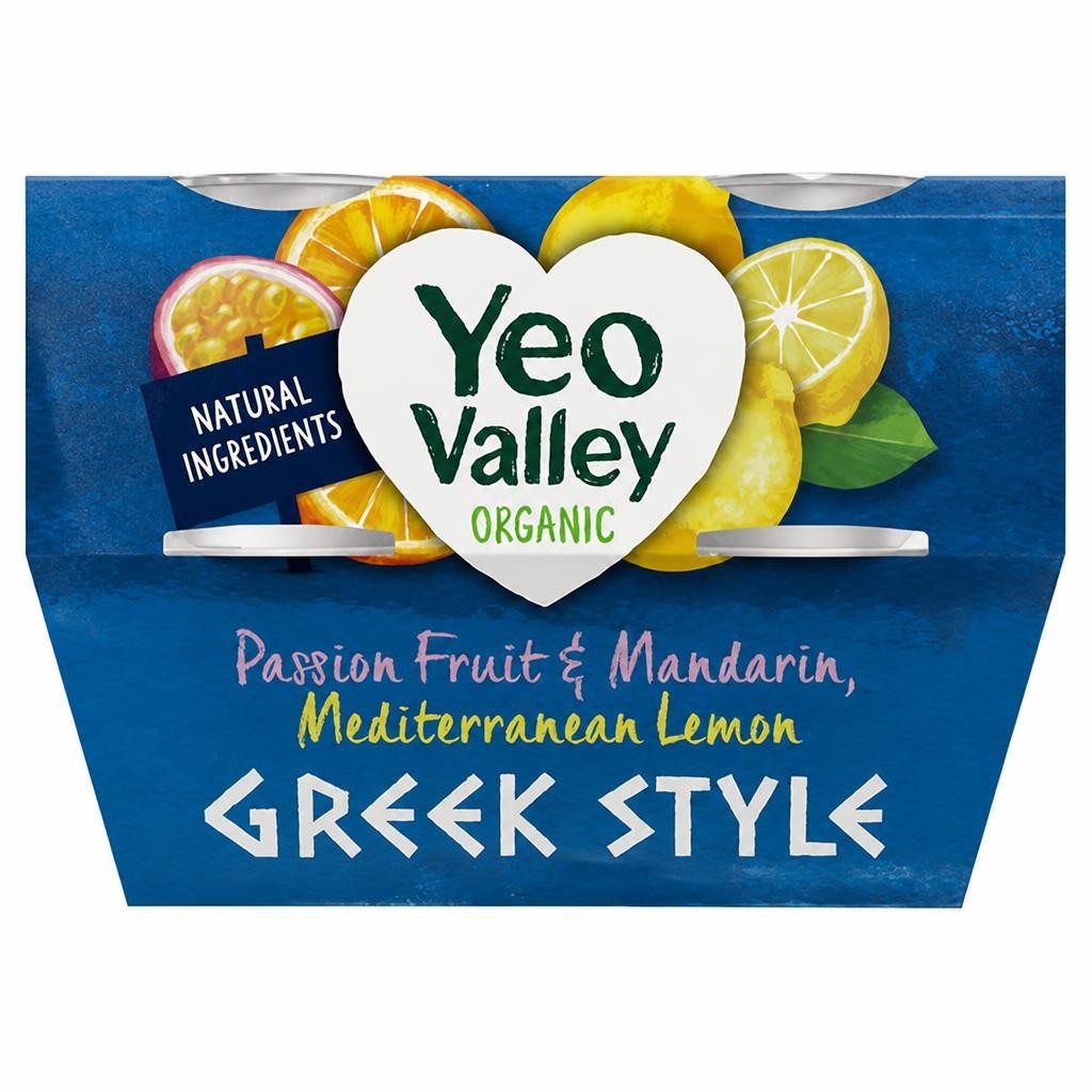 Yeo Valley Organic 4 x 110g Passion Fruit & Mandarin & Mediterranean Lemon Greek Style Yogurt