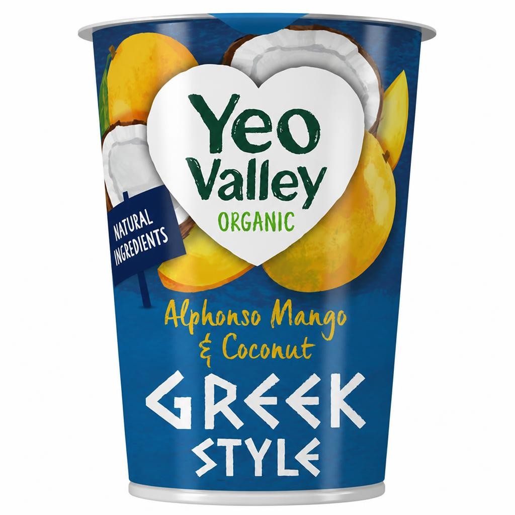 Yeo Valley Organic 450g Alphonso Mango & Coconut Greek Style Yogurt