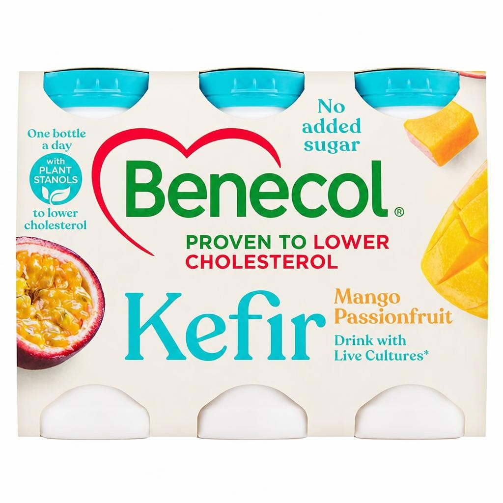 Benecol 6 x 67.5g Kefir Mango Passionfruit Yoghurt Drink