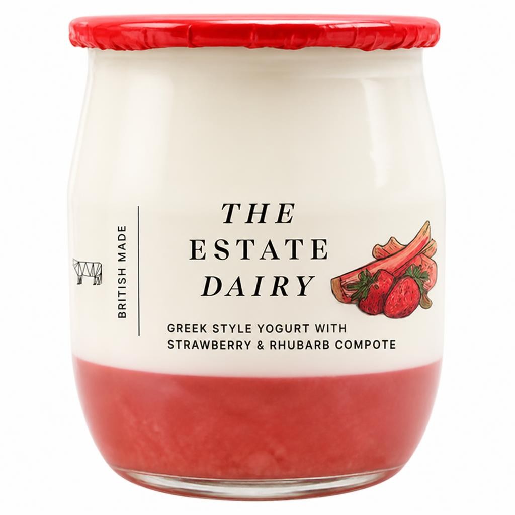 The Estate Dairy 125g Strawberry & Rhubarb Compote Greek Style Yogurt