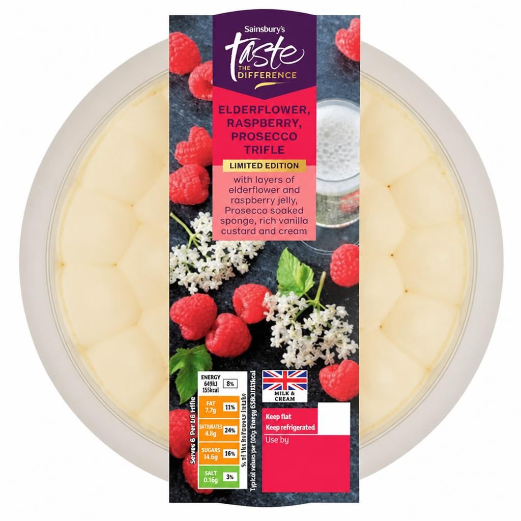 Sainsbury's 615g Elderflower, Raspberry & Prosecco Trifle, Taste the Difference, Limited Edition