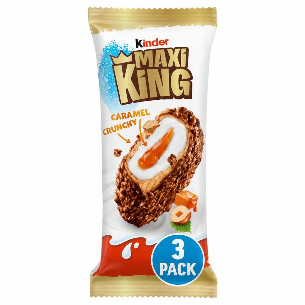 Kinder Maxi King 3 x 35g Milk Chocolate, Hazelnuts & Caramel Chilled Snack